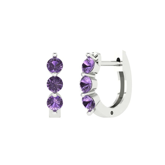 0.48cttw Alexandrite Gold-Plated 925 Silver Lever Back Hoop Earrings