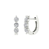 0.48 ct Brilliant Round Cut Hoop White Sapphire Stone White Gold Earrings Lever Back