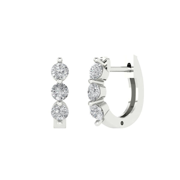 0.48 ct Brilliant Round Cut Hoop Natural Diamond Stone Clarity SI1-2 Color I-J White Gold Earrings Lever Back