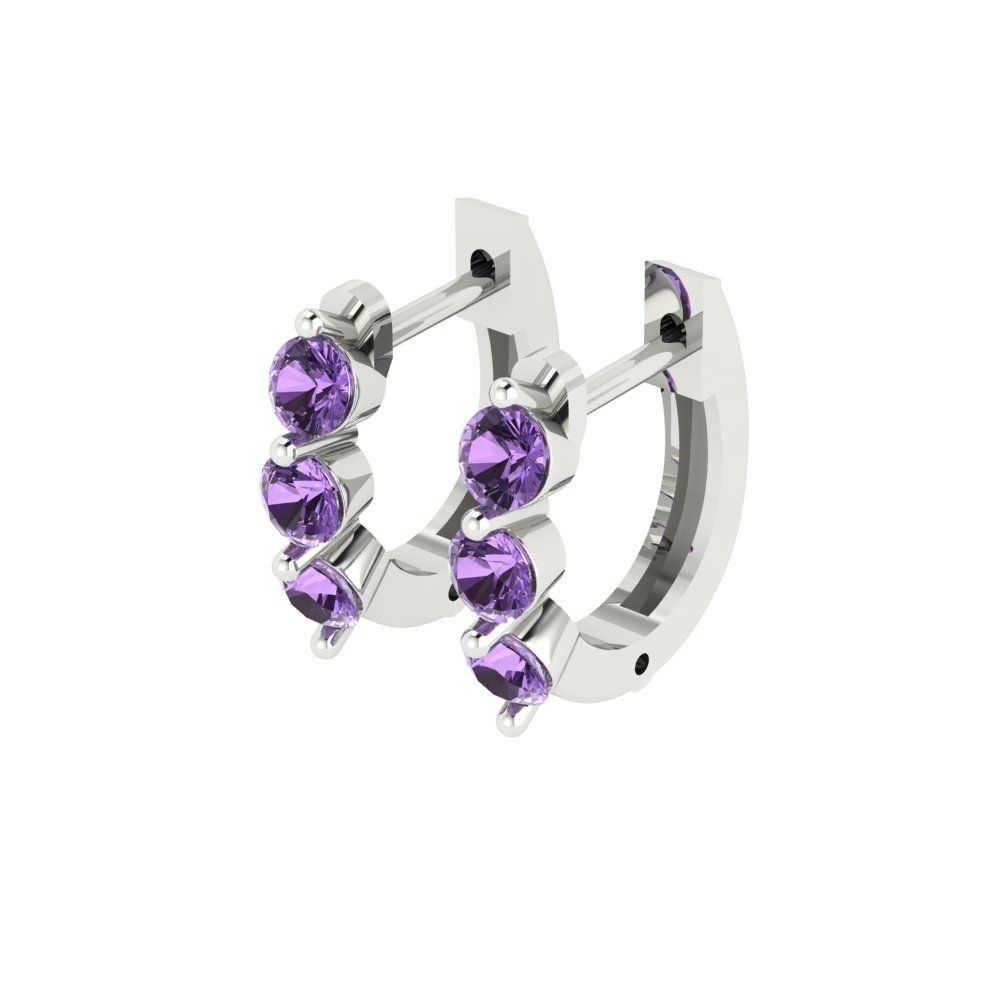 0.48cttw Alexandrite Gold-Plated 925 Silver Lever Back Hoop Earrings