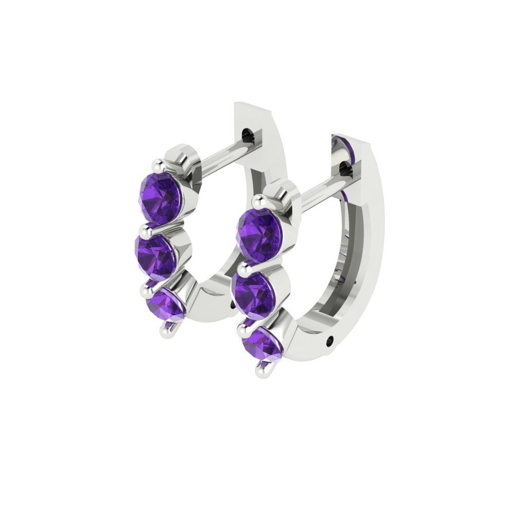 0.48cttw Amethyst Gold-Plated 925 Silver Lever Back Hoop Earrings