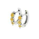 0.48 ct Brilliant Round Cut Hoop Yellow Simulated Diamond Stone White Gold Earrings Lever Back