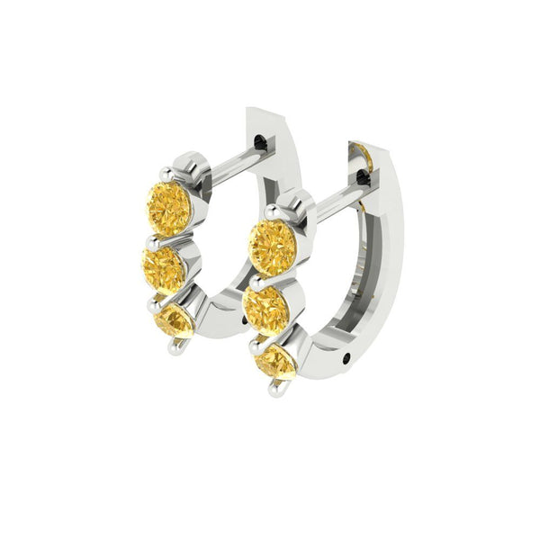 0.48 ct Brilliant Round Cut Hoop Yellow Simulated Diamond Stone White Gold Earrings Lever Back
