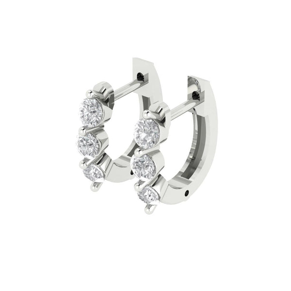0.48 ct Brilliant Round Cut Hoop Natural Diamond Stone Clarity VS1-2 Color G-H White Gold Earrings Lever Back