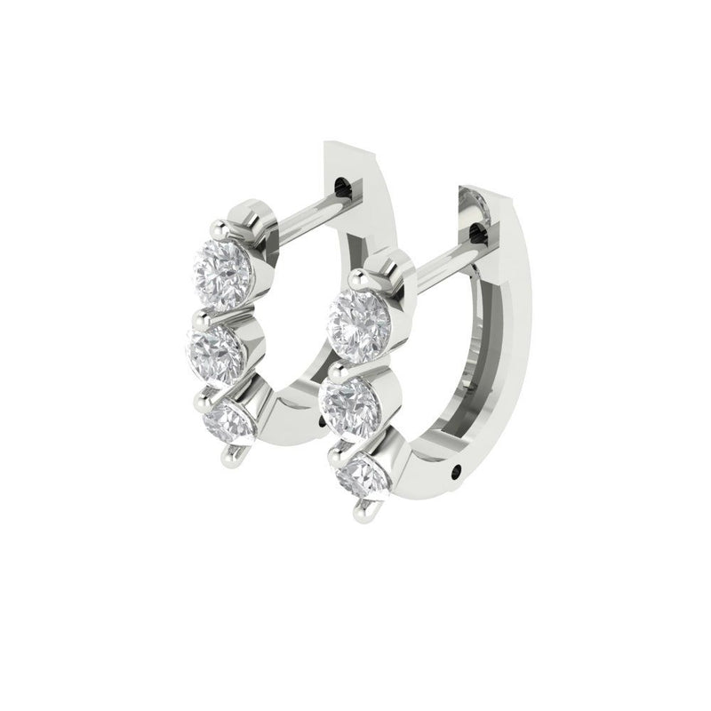 0.48 ct Brilliant Round Cut Hoop Clear Simulated Diamond Stone White Gold Earrings Lever Back