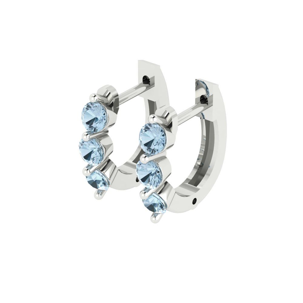 0.48cttw Aquamarine Gold-Plated 925 Silver Lever Back Hoop Earrings
