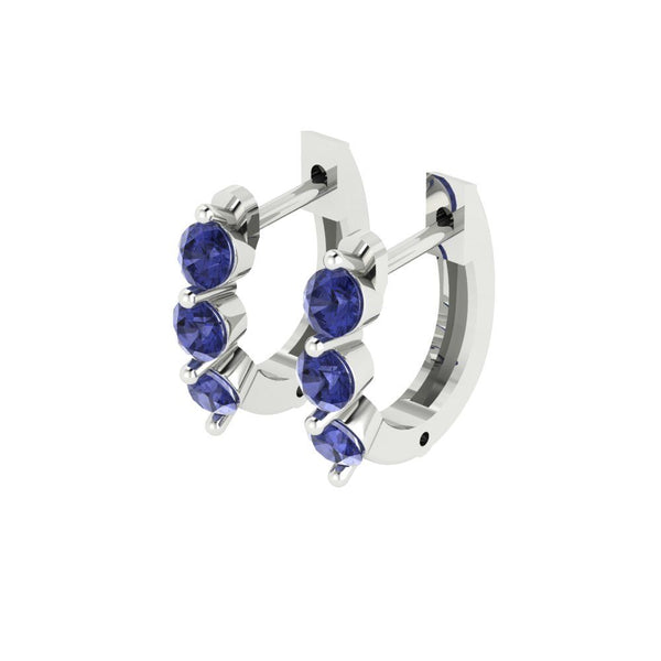 0.48 ct Brilliant Round Cut Hoop Simulated Tanzanite Stone White Gold Earrings Lever Back
