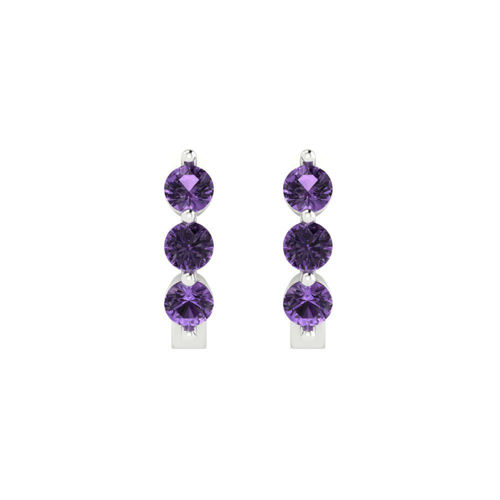 0.48cttw Alexandrite Gold-Plated 925 Silver Lever Back Hoop Earrings