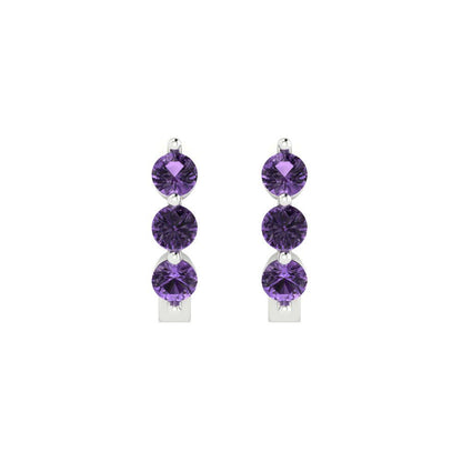 0.48cttw Alexandrite Gold-Plated 925 Silver Lever Back Hoop Earrings