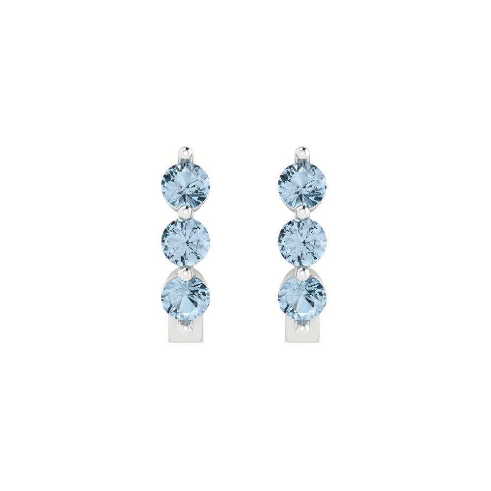 0.48cttw Aquamarine Gold-Plated 925 Silver Lever Back Hoop Earrings