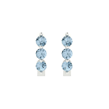 0.48cttw Aquamarine Gold-Plated 925 Silver Lever Back Hoop Earrings