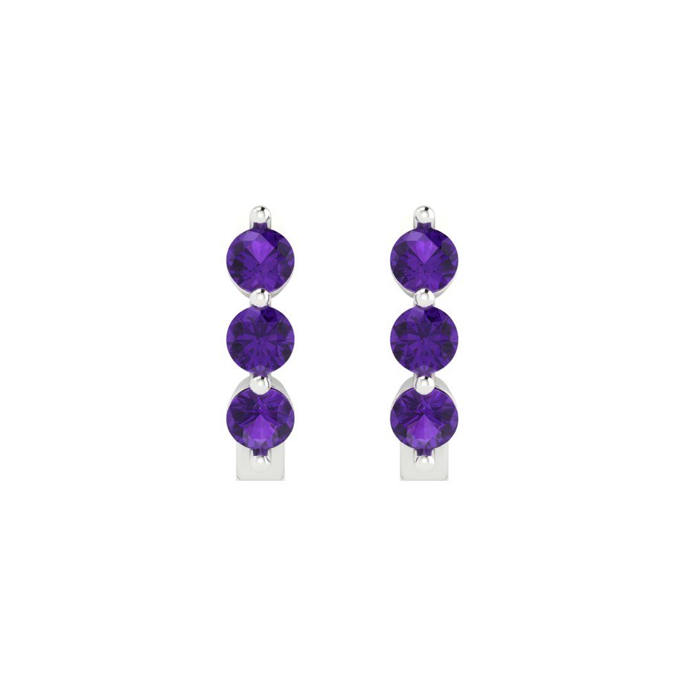 0.48cttw Amethyst Gold-Plated 925 Silver Lever Back Hoop Earrings