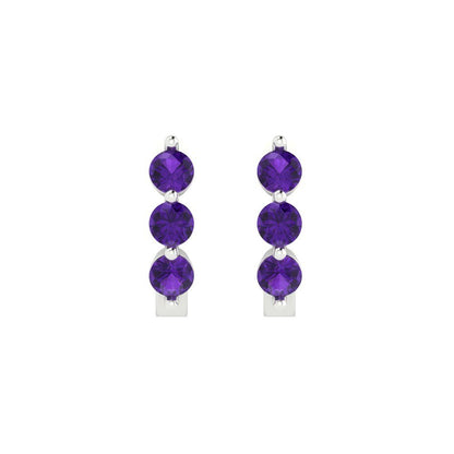 0.48cttw Amethyst Gold-Plated 925 Silver Lever Back Hoop Earrings