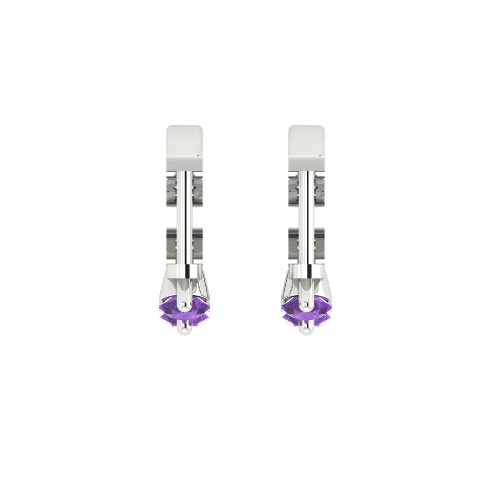 0.48cttw Amethyst Gold-Plated 925 Silver Lever Back Hoop Earrings