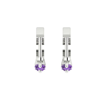 0.48cttw Amethyst Gold-Plated 925 Silver Lever Back Hoop Earrings