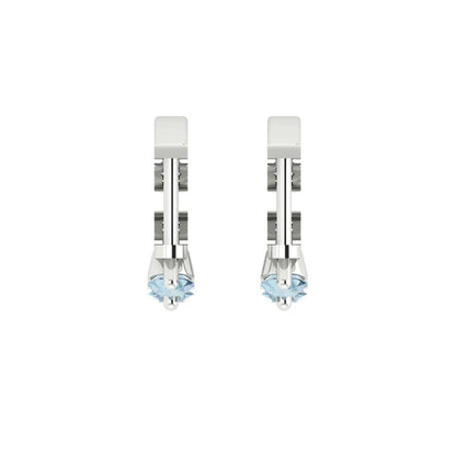 0.48cttw Aquamarine Gold-Plated 925 Silver Lever Back Hoop Earrings