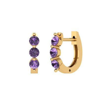 0.48cttw Alexandrite Gold-Plated 925 Silver Lever Back Hoop Earrings