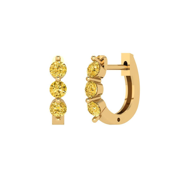 0.48 ct Brilliant Round Cut Hoop Yellow Simulated Diamond Stone Yellow Gold Earrings Lever Back