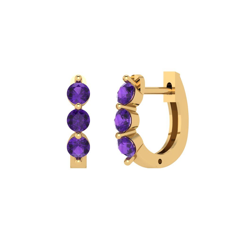 0.48cttw Amethyst Gold-Plated 925 Silver Lever Back Hoop Earrings