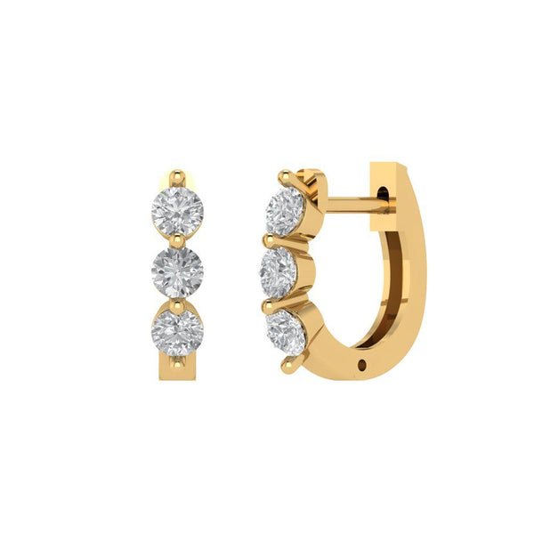 0.48 ct Brilliant Round Cut Hoop Natural Diamond Stone Clarity SI1-2 Color I-J Yellow Gold Earrings Lever Back