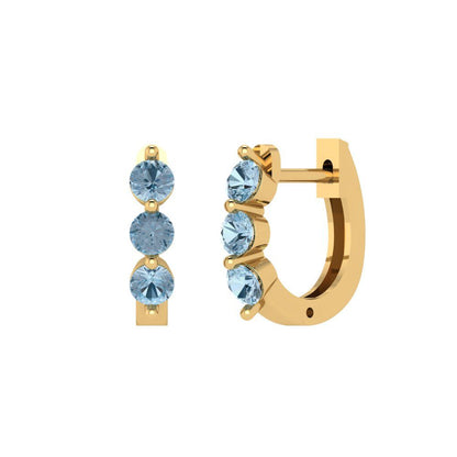 0.48cttw Aquamarine Gold-Plated 925 Silver Lever Back Hoop Earrings
