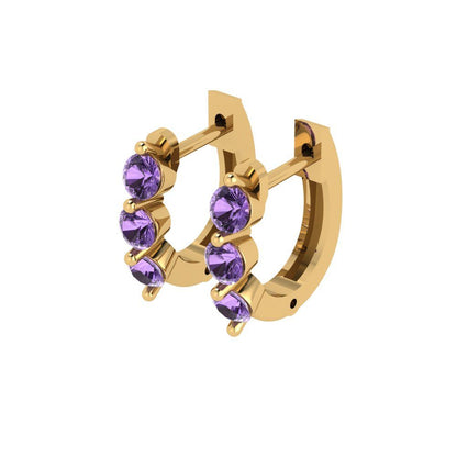 0.48cttw Alexandrite Gold-Plated 925 Silver Lever Back Hoop Earrings