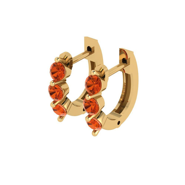 0.48 ct Brilliant Round Cut Hoop Red Simulated Diamond Stone Yellow Gold Earrings Lever Back