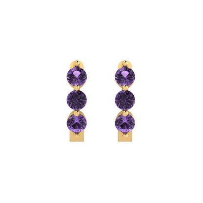0.48cttw Alexandrite Gold-Plated 925 Silver Lever Back Hoop Earrings