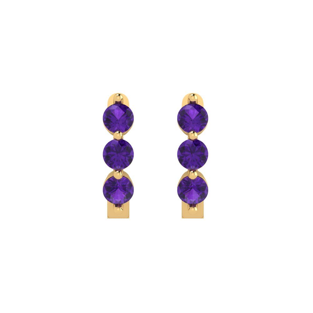 0.48cttw Amethyst Gold-Plated 925 Silver Lever Back Hoop Earrings