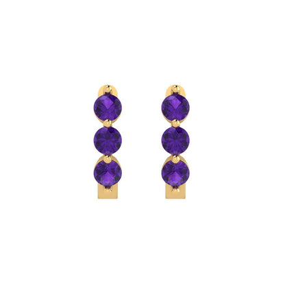 0.48cttw Amethyst Gold-Plated 925 Silver Lever Back Hoop Earrings
