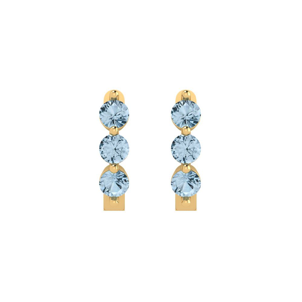 0.48cttw Aquamarine Gold-Plated 925 Silver Lever Back Hoop Earrings