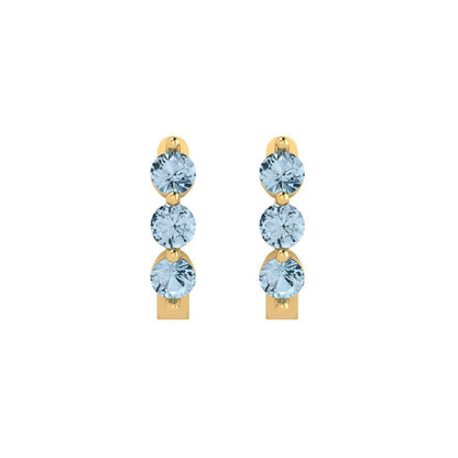 0.48cttw Aquamarine Gold-Plated 925 Silver Lever Back Hoop Earrings