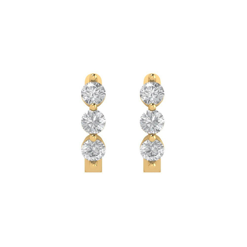 0.48 ct Brilliant Round Cut Hoop Clear Simulated Diamond Stone Yellow Gold Earrings Lever Back