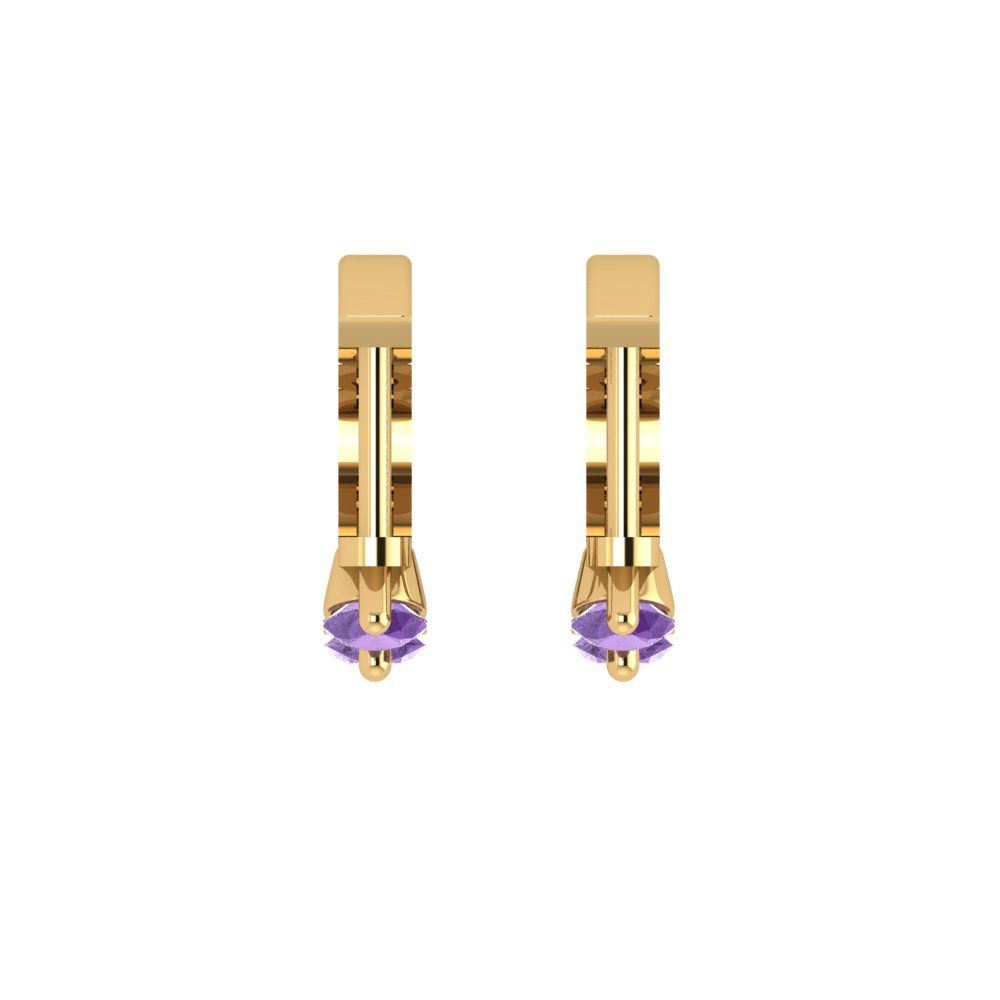 0.48cttw Alexandrite Gold-Plated 925 Silver Lever Back Hoop Earrings