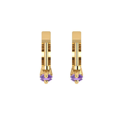 0.48cttw Alexandrite Gold-Plated 925 Silver Lever Back Hoop Earrings