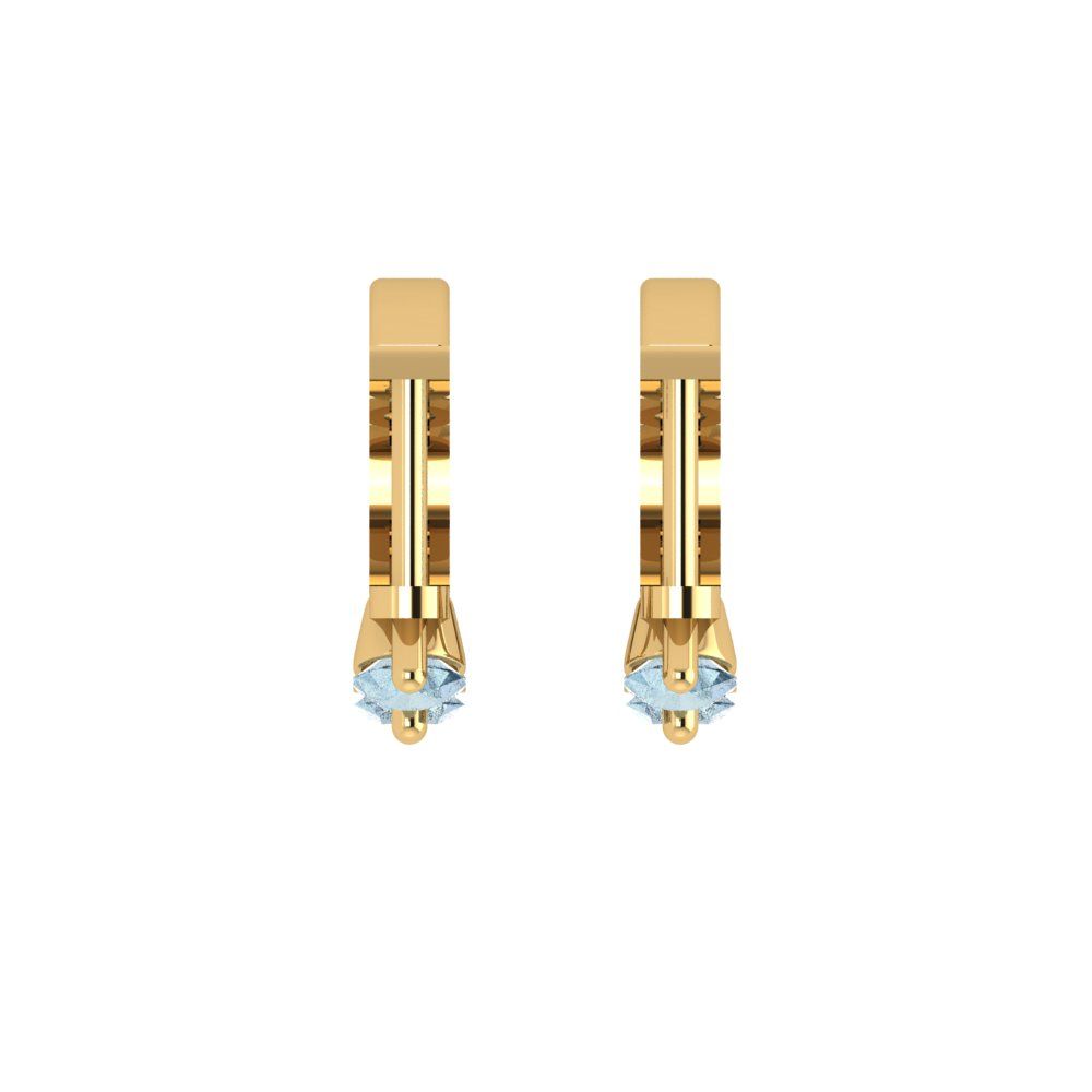0.48cttw Aquamarine Gold-Plated 925 Silver Lever Back Hoop Earrings