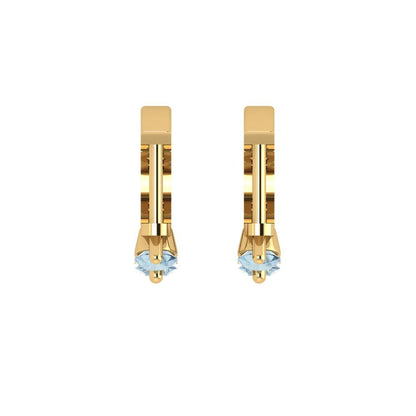0.48cttw Aquamarine Gold-Plated 925 Silver Lever Back Hoop Earrings