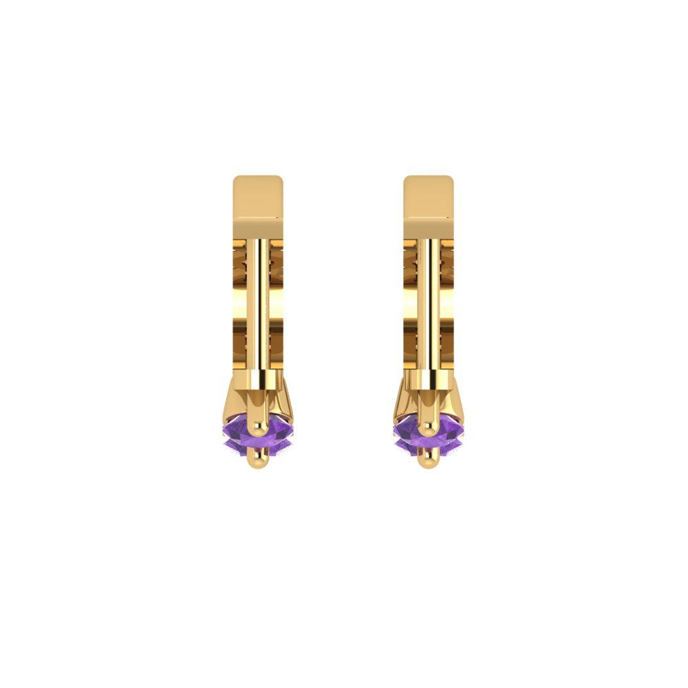 0.48cttw Amethyst Gold-Plated 925 Silver Lever Back Hoop Earrings