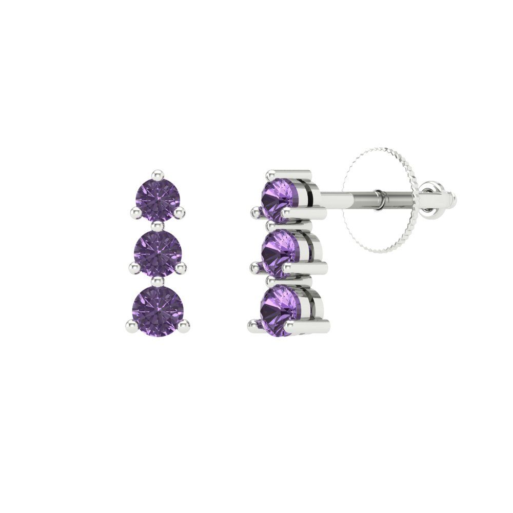 0.42cttw Alexandrite Gold-Plated 925 Silver Screw Back Stud Earrings