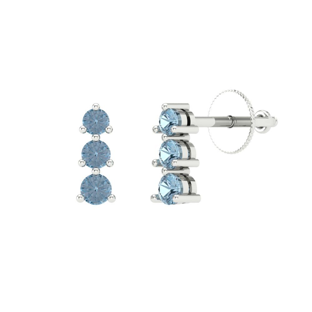 0.42cttw Aquamarine Gold-Plated 925 Silver Screw Back Stud Earrings