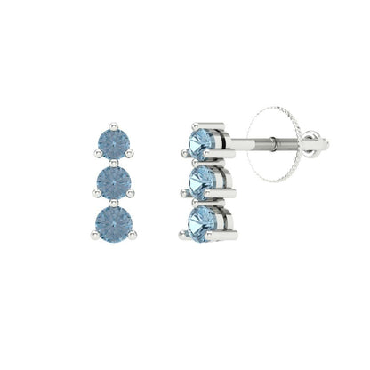 0.42cttw Aquamarine Gold-Plated 925 Silver Screw Back Stud Earrings