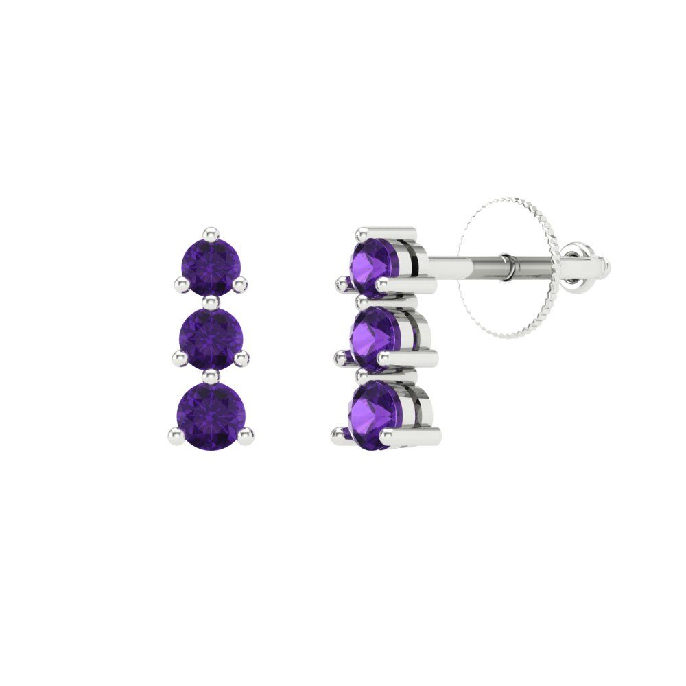 0.42cttw Amethyst Gold-Plated 925 Silver Screw Back Stud Earrings