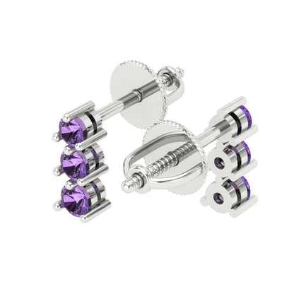 0.42cttw Alexandrite Gold-Plated 925 Silver Screw Back Stud Earrings