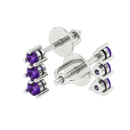 0.42cttw Amethyst Gold-Plated 925 Silver Screw Back Stud Earrings