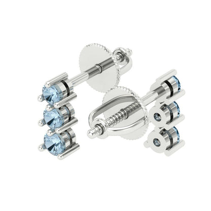 0.42cttw Aquamarine Gold-Plated 925 Silver Screw Back Stud Earrings