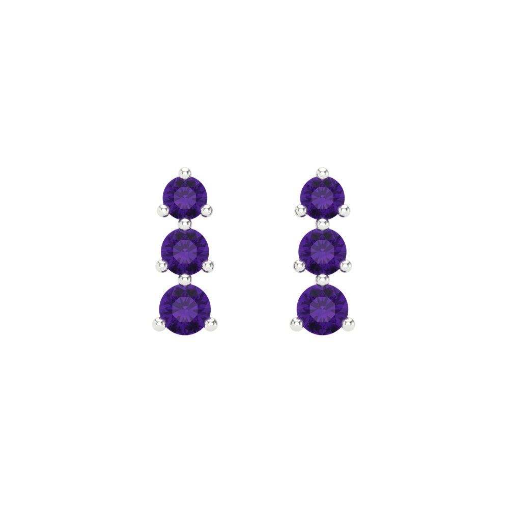 0.42cttw Amethyst Gold-Plated 925 Silver Screw Back Stud Earrings