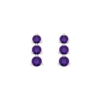 0.42cttw Amethyst Gold-Plated 925 Silver Screw Back Stud Earrings