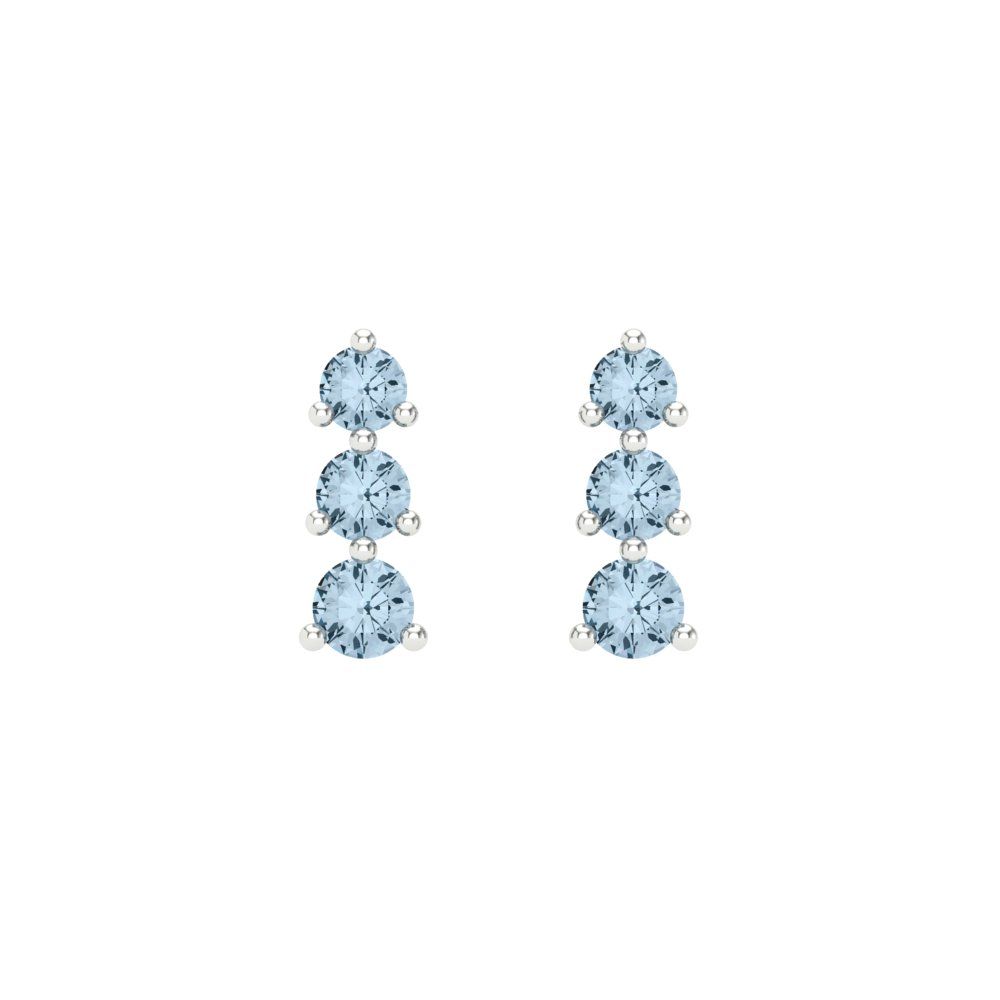 0.42cttw Aquamarine Gold-Plated 925 Silver Screw Back Stud Earrings