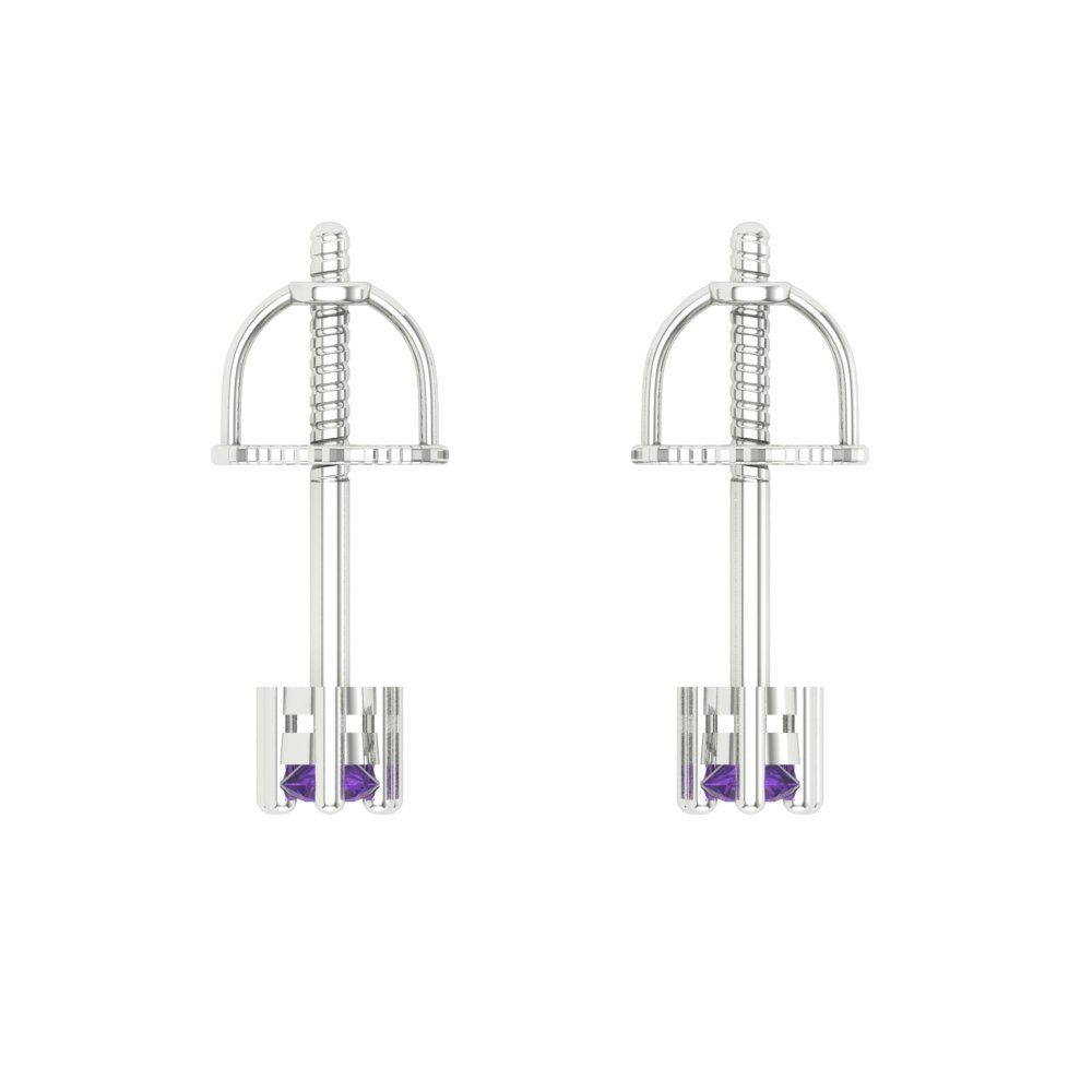 0.42cttw Amethyst Gold-Plated 925 Silver Screw Back Stud Earrings