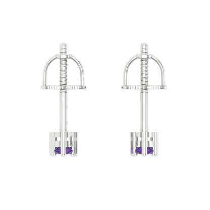 0.42cttw Amethyst Gold-Plated 925 Silver Screw Back Stud Earrings